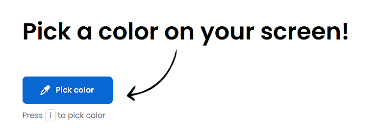 Preview of the screen color picker, showing the “Pick color” button used to grab any color on your screen.